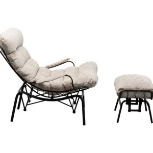 Outlet KARE Design Armchair + Stool Vienna Swing Beige