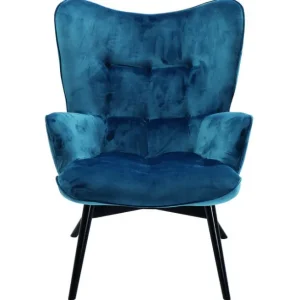 Best KARE Design Armchair Black Vicky Velvet Bluegreen