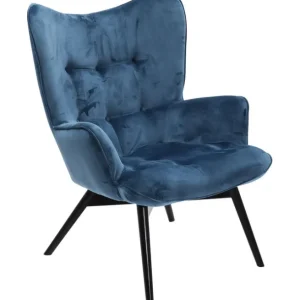 Best KARE Design Armchair Black Vicky Velvet Bluegreen