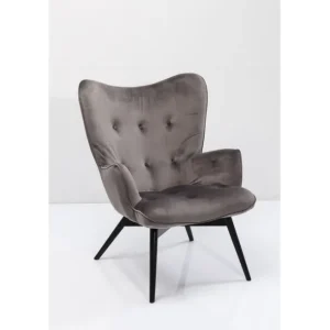 Sale KARE Design Armchair Black Vicky Velvet Grey