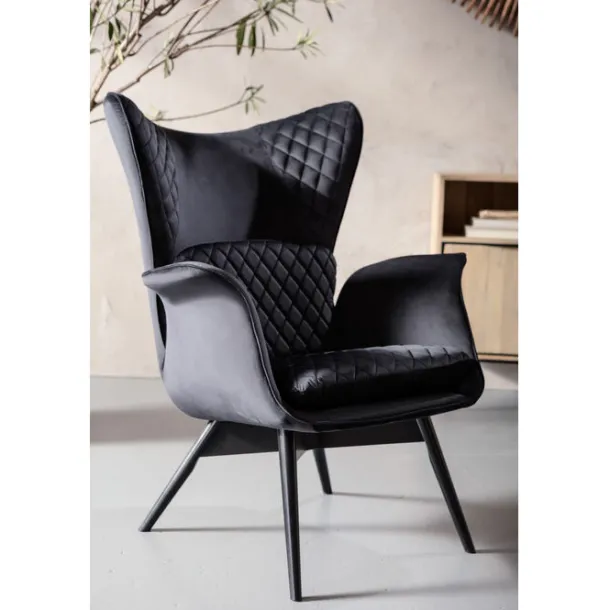 armchair_tudor_velvet_bla_1.webp Outlet KARE Design Armchair Tudor Velvet Black