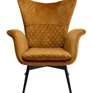 Hot KARE Design Armchair Tudor Velvet Gold Brown