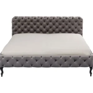 Hot KARE Design Bed Desire Velvet Silver Grey 180x200 cm