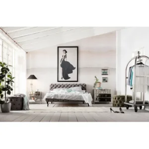 Hot KARE Design Bed Desire Velvet Silver Grey 180x200 cm