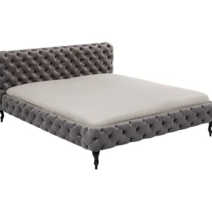 Hot KARE Design Bed Desire Velvet Silver Grey 180x200 cm
