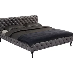 Hot KARE Design Bed Desire Velvet Silver Grey 180x200 cm