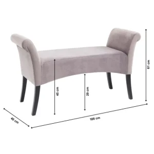 Best KARE Design Bench Motley Velvet Silvergrey