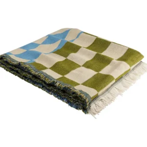Clearance KARE Design Blanket Checker Blue Green 170x130cm