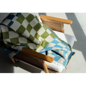Clearance KARE Design Blanket Checker Blue Green 170x130cm