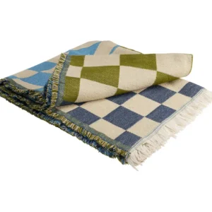 Clearance KARE Design Blanket Checker Blue Green 170x130cm