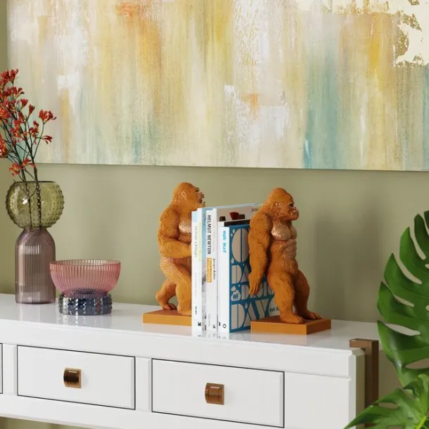 bookend_gorilla_orange_se_1.webp Hot KARE Design Bookend Gorilla Orange (2/Set)