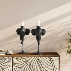 Clearance KARE Design Candle Holder Elephant Head Black 49cm