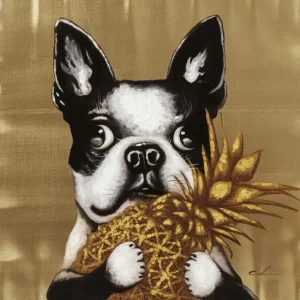 Sale KARE Design Canvas Picture Dog with Pineapple 80x80cm