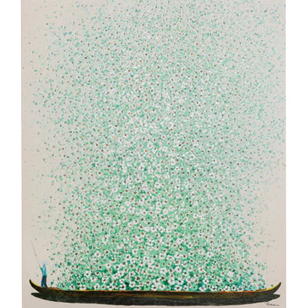 canvas_picture_flower_boa_0.webp Hot KARE Design Canvas Picture Flower Boat Beige Green 120x160cm