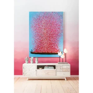 Sale KARE Design Canvas Picture Flower Boat Blue Pink 80x100cm