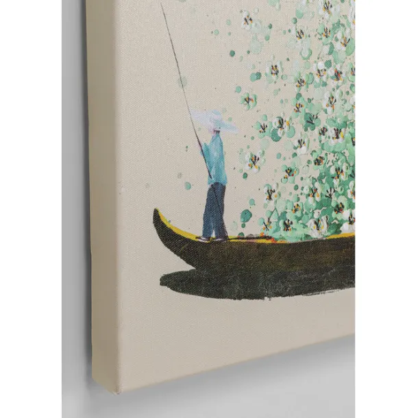 canvas_picture_flower_boa_4-5.webp Online KARE Design Canvas Picture Flower Boat Beige Green 80x100cm