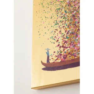 Sale KARE Design Canvas Picture Flower Boat Gold Pink 80x100cm
