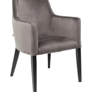 Clearance KARE Design Chair with Armrest Black Mode Velvet Grey