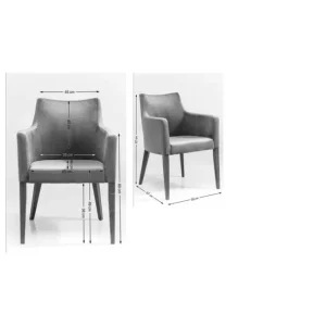 Clearance KARE Design Chair with Armrest Black Mode Velvet Grey