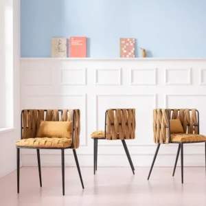 Online KARE Design Chair with Armrest Cheerio Yellow incl. Cushion