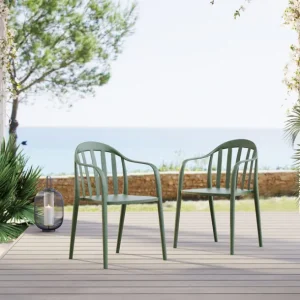 Hot KARE Design Chair with Armrest Flores Grey Green