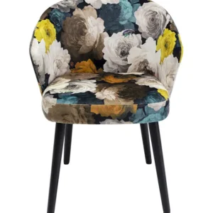 Fashion KARE Design Chair with Armrest Peony Flower Yellow