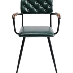 Clearance KARE Design Chair with Armrest Salsa Leather Dark Green