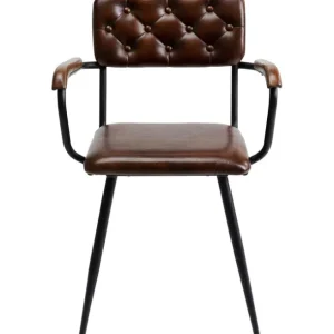New KARE Design Chair with Armrest Salsa Leather Brown