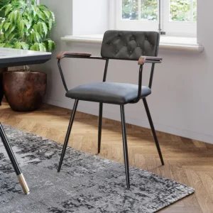 Clearance KARE Design Chair with Armrest Salsa Leather Dark Green