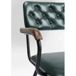 Clearance KARE Design Chair with Armrest Salsa Leather Dark Green
