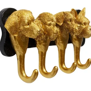 Outlet KARE Design Coat Rack Dog Family Gold 31cm
