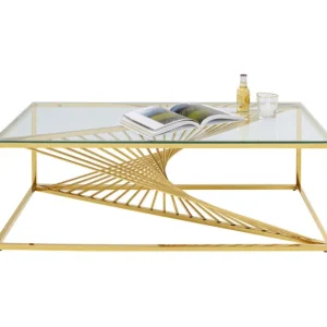 Outlet KARE Design Coffee Table Laser Gold Clear Glass 120x60cm