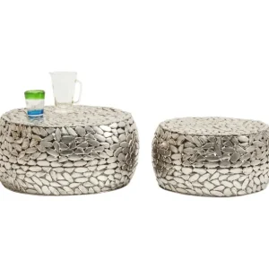New KARE Design Coffee Table Pebbles Deluxe Silver (2/Set)