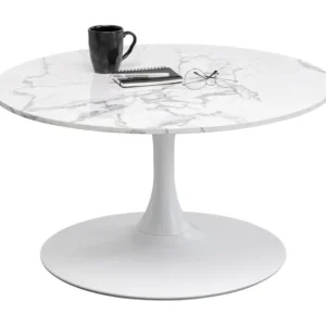 Clearance KARE Design Coffee Table Schickeria Marble White Ø80cm
