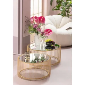 Fashion KARE Design Coffee Table Wire Brass (2/Set)