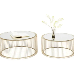 Fashion KARE Design Coffee Table Wire Brass (2/Set)