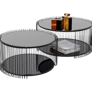 Fashion KARE Design Coffee Table Wire Double Black (2/Set)