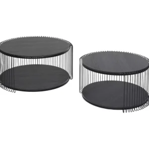 Online KARE Design Coffee Table Wire Double Black Wood (2/Set)