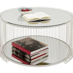 Hot KARE Design Coffee Table Wire Double Greige Ø80cm
