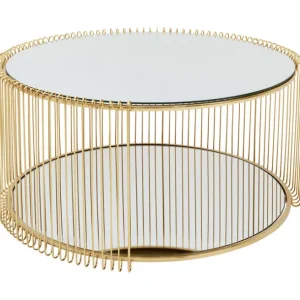 Hot KARE Design Coffee Table Wire Double Brass Ø80cm