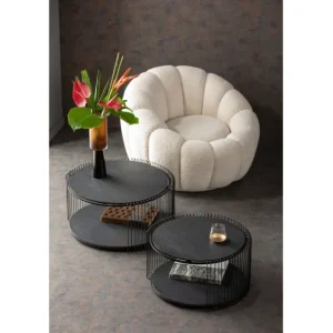 Online KARE Design Coffee Table Wire Double Black Wood (2/Set)