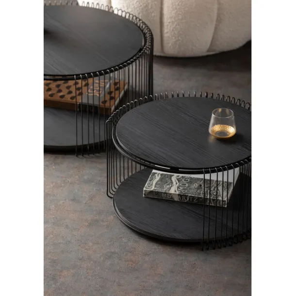 coffee_table_wire_double__3-4.webp Online KARE Design Coffee Table Wire Double Black Wood (2/Set)