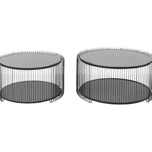 Fashion KARE Design Coffee Table Wire Double Black (2/Set)