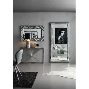 Hot KARE Design Console Laser Silver Clear Glass 120x40cm