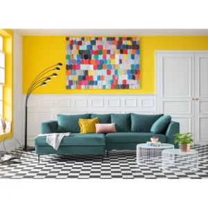 Hot KARE Design Corner Sofa Gianni Velvet Dark Green Left Black