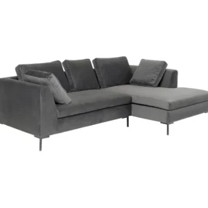Outlet KARE Design Corner Sofa Gianni Velvet Grey 270x167cm Right