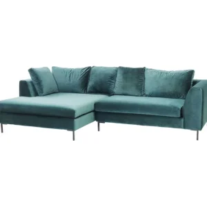 Hot KARE Design Corner Sofa Gianni Velvet Dark Green Left Black