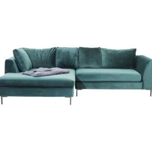 Hot KARE Design Corner Sofa Gianni Velvet Dark Green Left Black