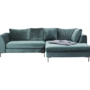Best KARE Design Corner Sofa Gianni Velvet Dark Green Right Black