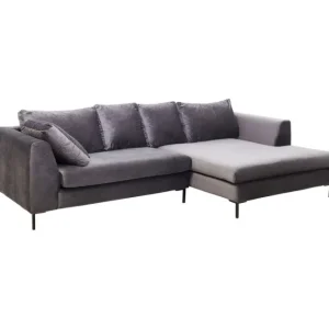 Clearance KARE Design Corner Sofa Gianni Velvet Grey Right Black